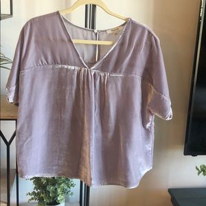 Madewell- light purple velvet short sleeve shirt